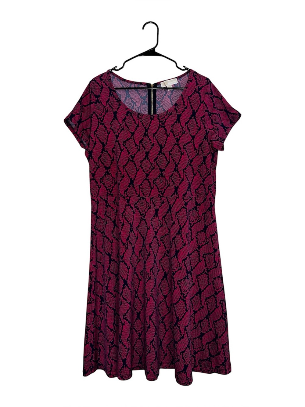 Michael Kors Magenta Snake-Print Fit & Flare Midi Dress Sz OX